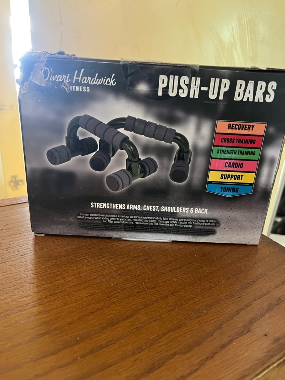 Dunari Hardwick Push-Up Bars with Cushioned Foam Grips — Black and Gray